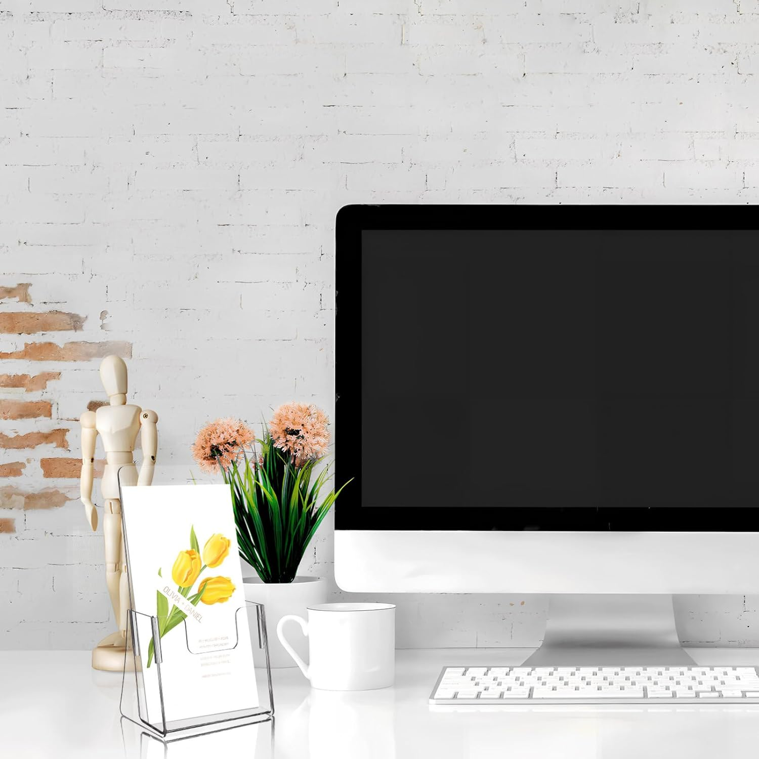 HOODANCOS Acrylic Brochure Display Stand 2 Pack Clear Pamphlet Holder for Desk Countertop Office Storage Organizer Transparent Magazine Rack 9X4X3 Inches image number 5