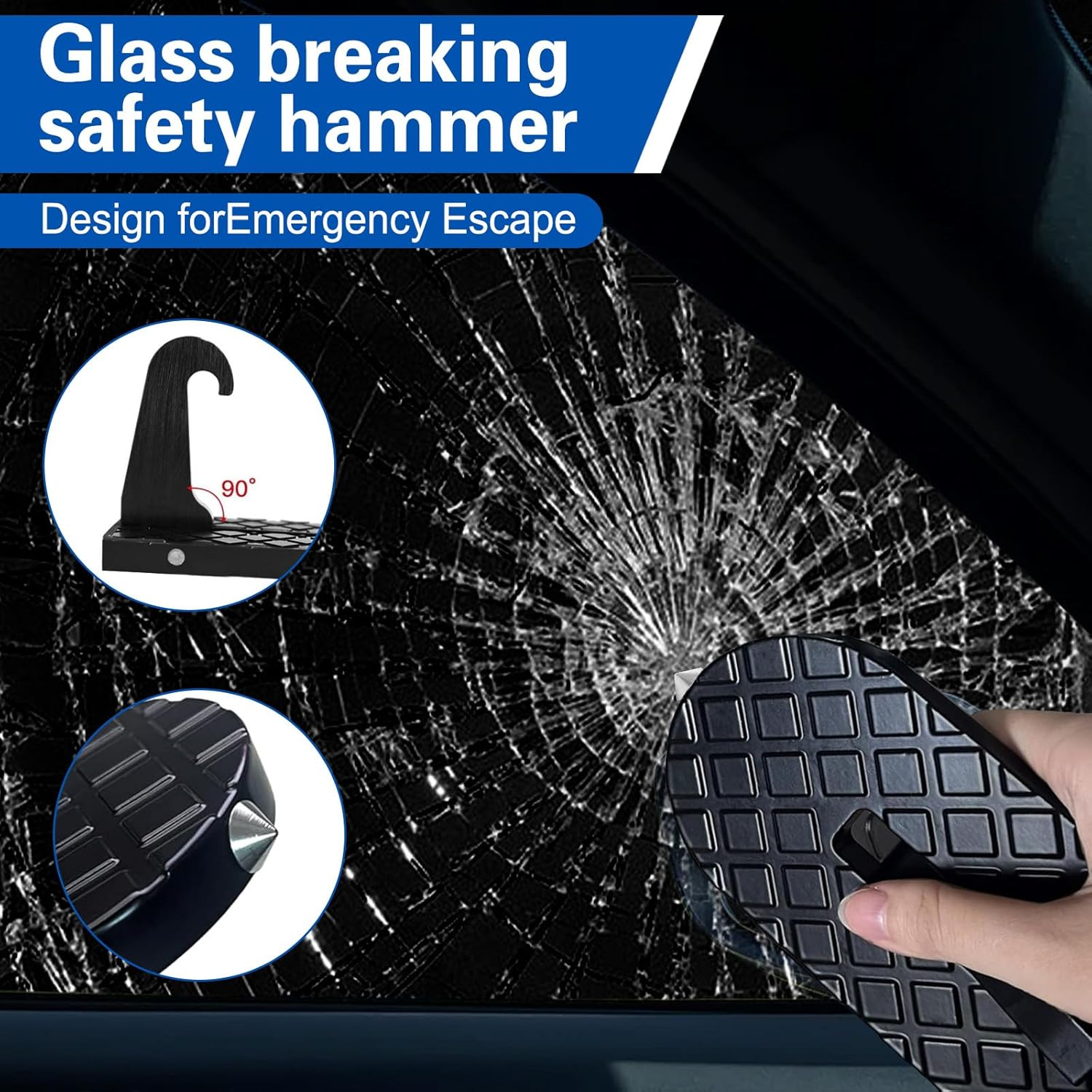 SKUNTUGUANG Car Doorstep Roof-Rack Folding Foot Peg Ladder with Safety Hammer Function for Car Jeep SUV image number 2