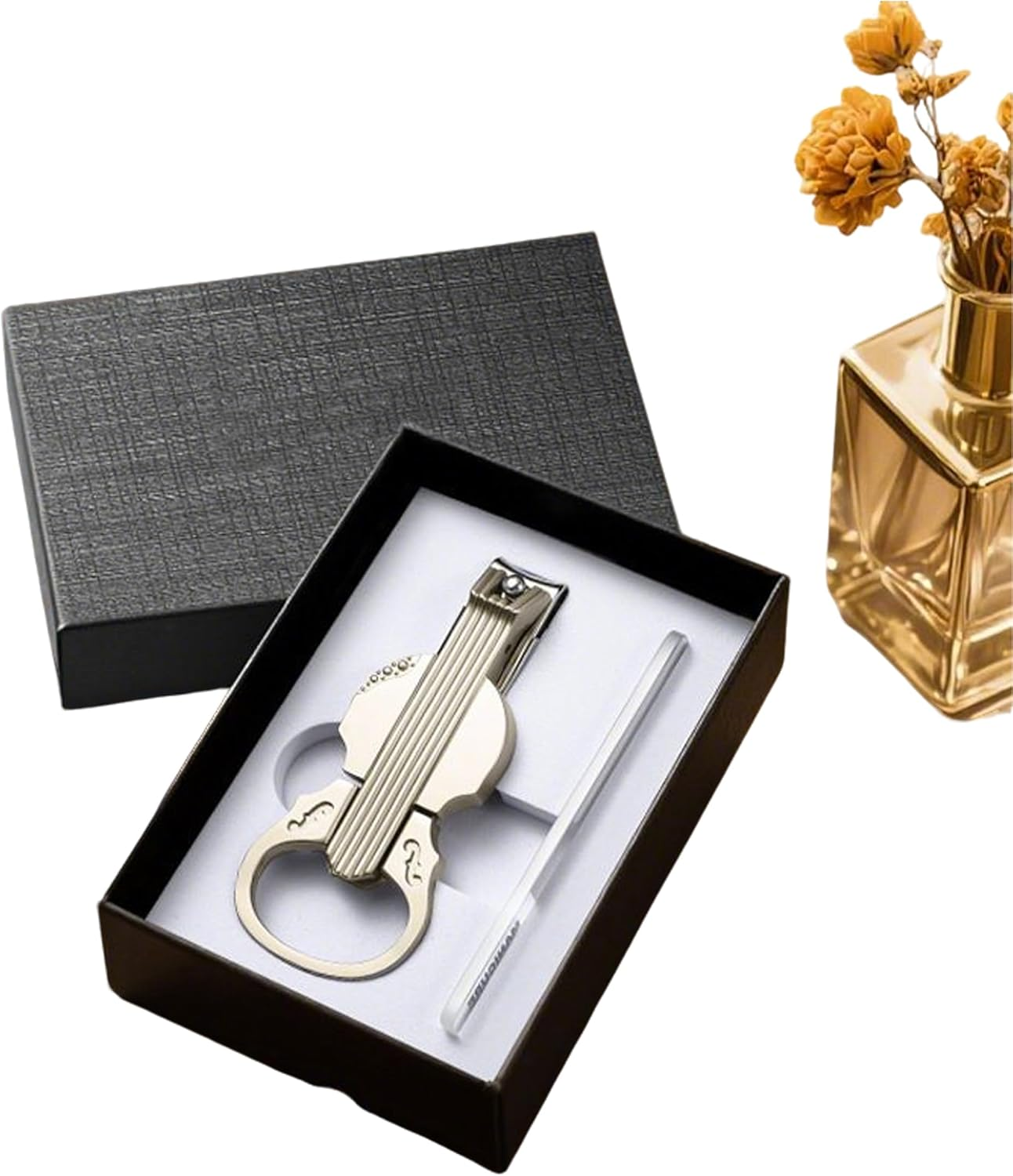 Nail Clippers with Magnifying Glass for Senior, Sharp Heavy Duty Steel Blade, Detachable Magnifier Loupe Set (Black)