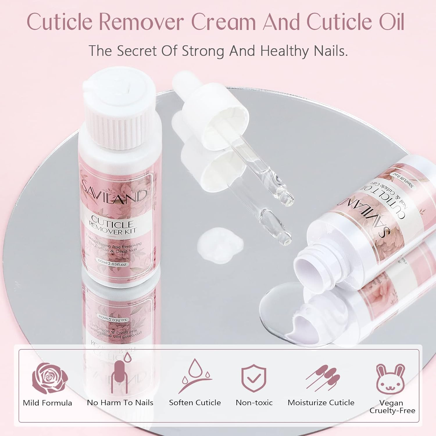 SAVILAND Cuticle Remover and Cuticle Oil Kit &ndash; Nail Care Kit with Cuticle Remover Liquid & 1.01 Oz Cuticle Oil Cuticle Trimmer for Cuticle Softener & Moisturize Manicure Kit for Home Use image number 3