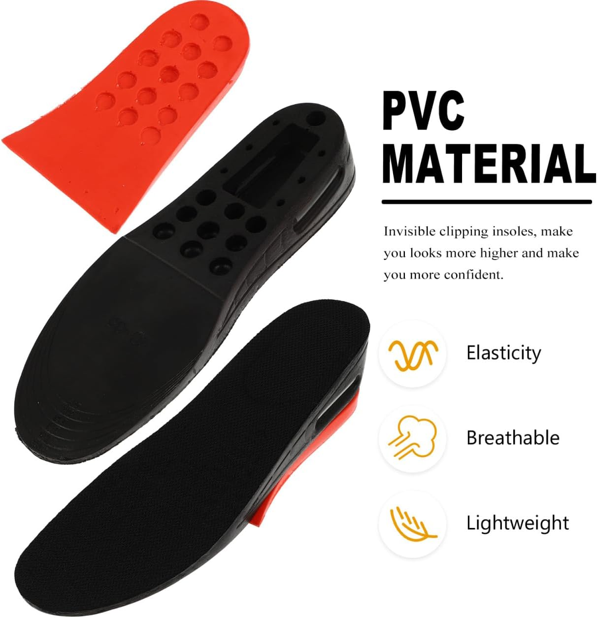 Healeved Height Increase Shoe Pads 2-Layer Removable Insoles for Men and Women Comfortable Air Cushioned Inserts Trimmable for Custom Fit Adds up to 2.2 Inches for Daily Use and Special Events image number 6