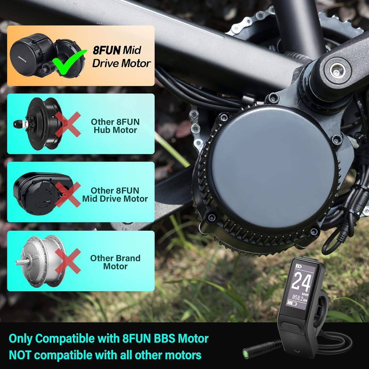 E-Mangue Ebike LCD Display for BAFANG BBS01B BBS02B BBS HD Mid Drive Motor Control Panel for Data Adjustment image number 3