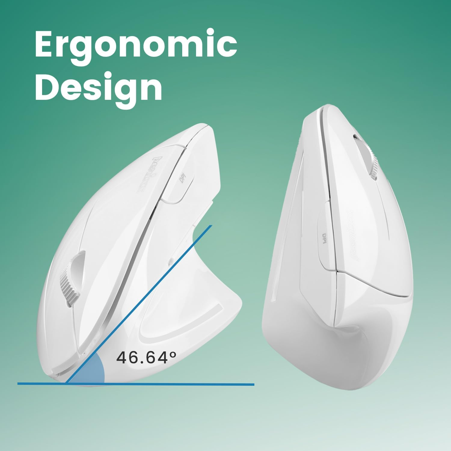 Perixx PERIMICE-813W Bluetooth Vertical Mouse - Wireless 3-In-1 Multi-Device Spec - Ergonomic Right-Handed Design - White image number 1