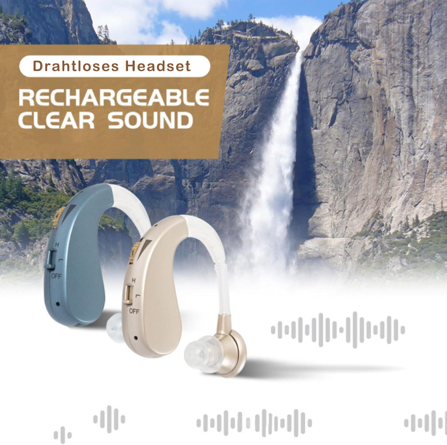 Keautfair Wireless Headphones Portable Headphones Rechargeable Elderly People (Blue) image number 1