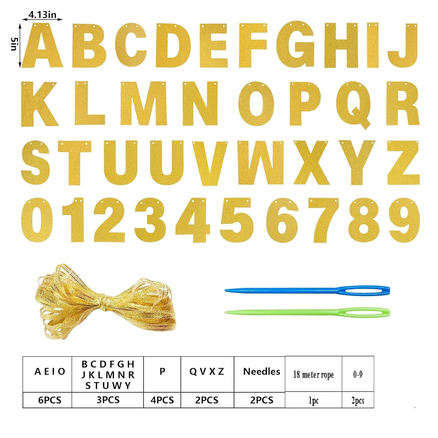 DIY Banner Kit with Letters Glitter Banner Letters Gold Customizable Birthday Banners Graduation Banner Custom Party Hanging Banner for Graduation Wedding Party Baby Shower Decoration (Gold) image number 1