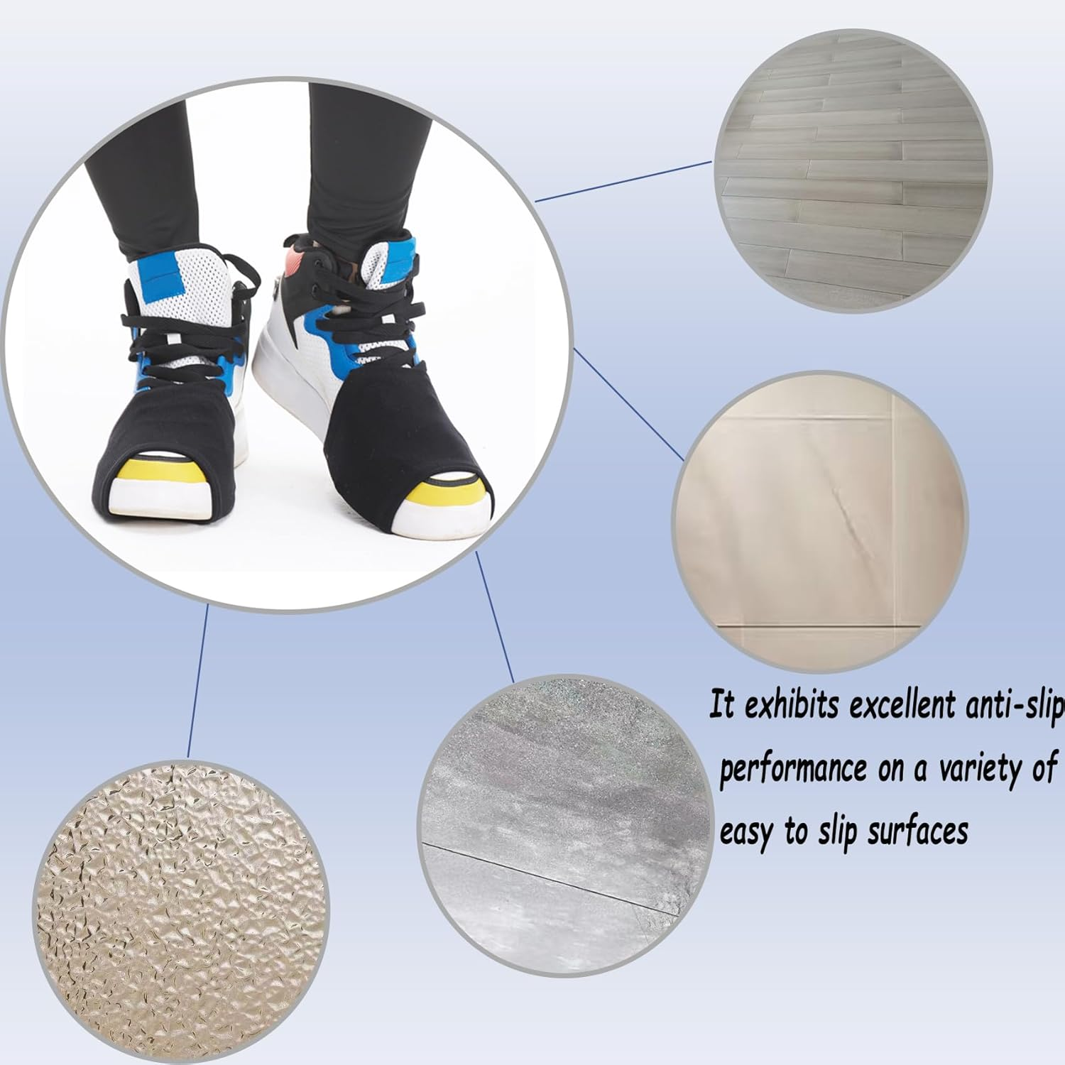 2 Pairs Unisex over Sneaker Dance Socks, Shoe Covers for Women Ballet Dancers,Dance Socks over Shoes for Dancing on Smooth Floors Black