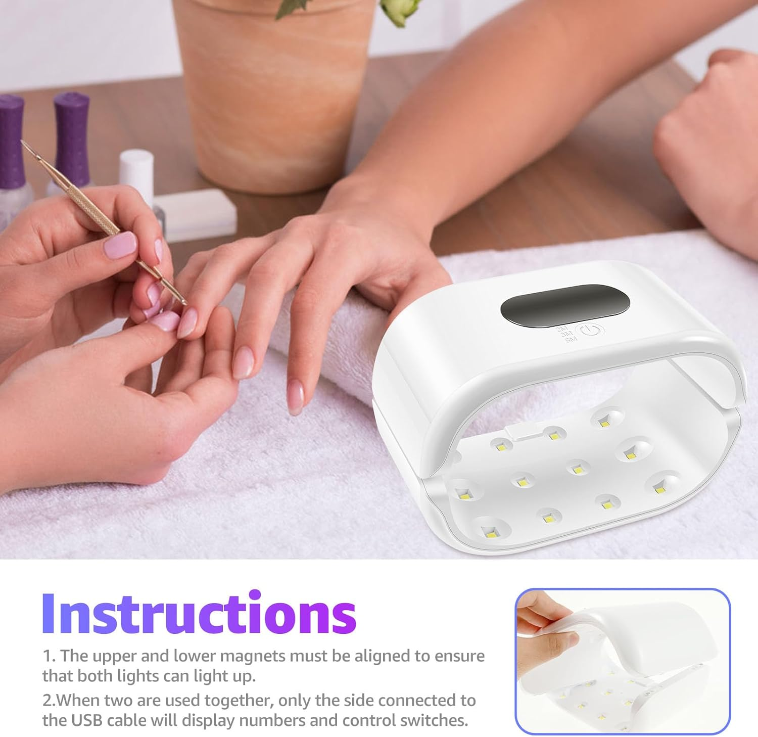 UV Light for Resin Double Sided Light with Digital Display and 3 Timing Settings Detachable for Curing, Molds, Jewelry Making, DIY Craf image number 3