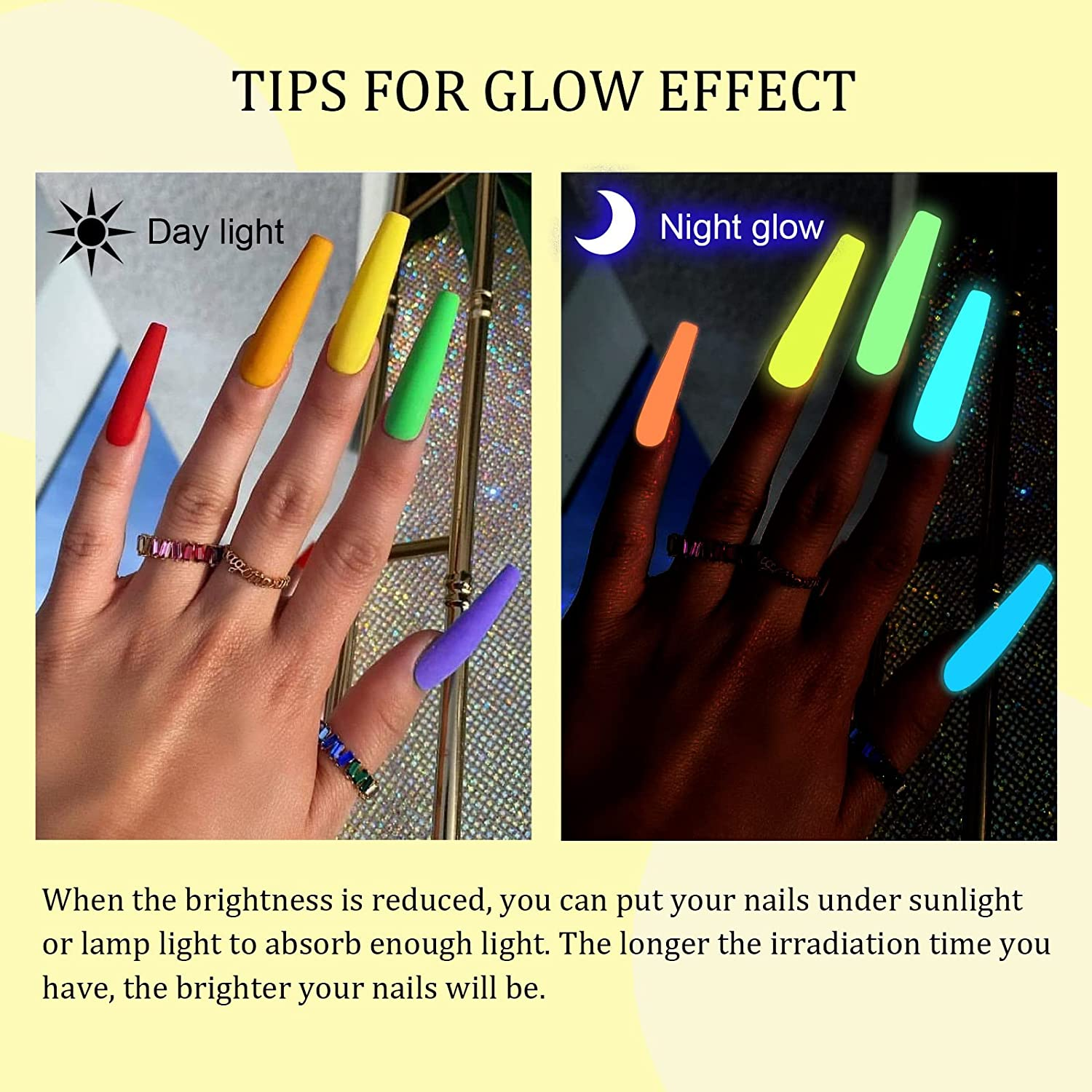 Saviland Glow in the Dark Gel Nail Polish Set - 12 Colors Luminous Neon Nail Gel Polish Set Soak off U V/LED Glow Effect Nail Polish for DIY Nail Art Design image number 2