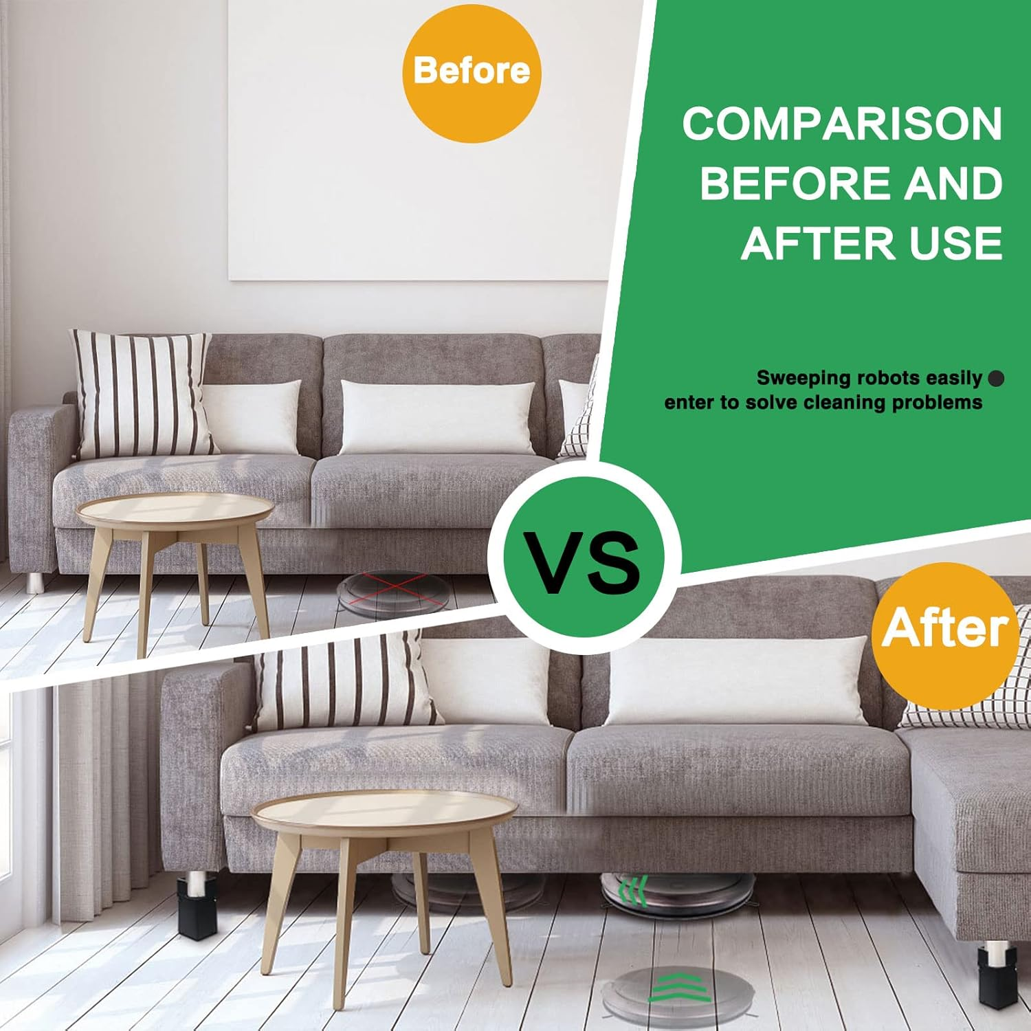 4Pcs Adjustable Furniture Risers with Screw Clamp, Sturdy Desk Risers for Desk Legs, Bed Lifts Risers Heavy Duty, Table Risers for Chair Frame Width from 0.8-1.6In, Supports 4409Lbs (3In) image number 1