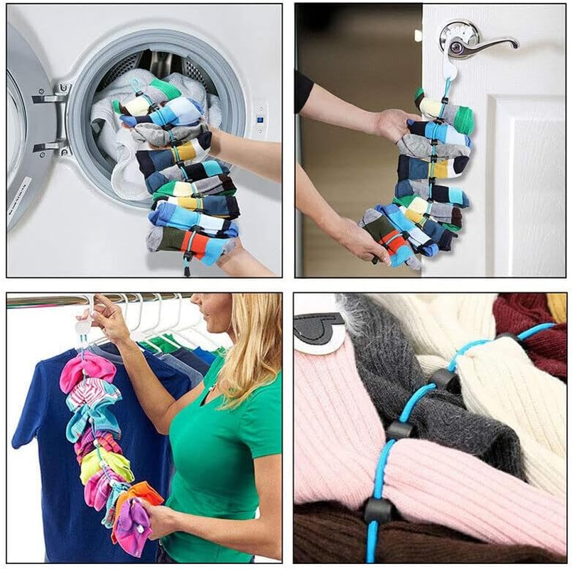 Sock Laundry Tool & Storage Hanger Rope Storage Hangers Closet Organizer Laundry Helper, Durable ABS Laundry Tool, Ideal for Home and Travel