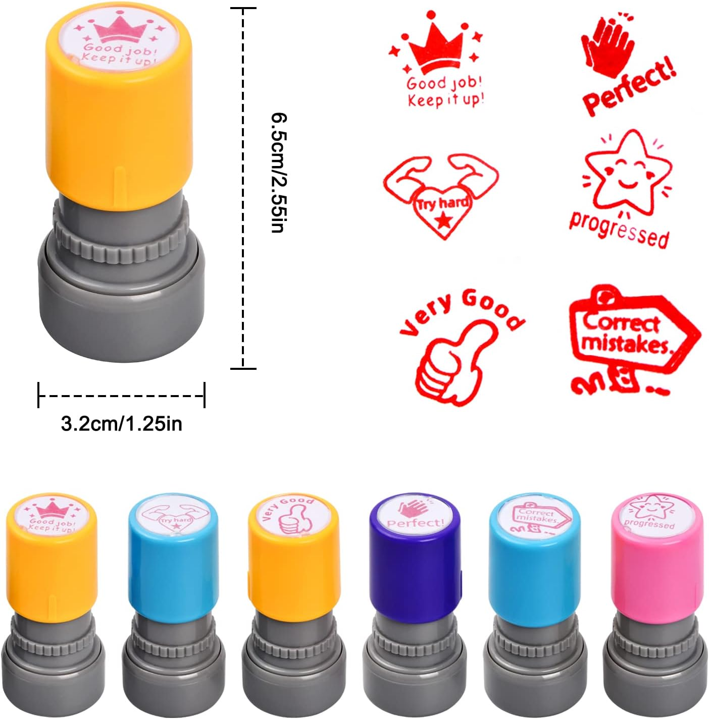 Teacher Stamps 6 Pieces Self-Inking Teacher Stamp Set, Self Inking Stamps for Teachers Supplies, Motivational Stamps for Grading & Encouragement, for Classroom Grading Motivation and Homework Review