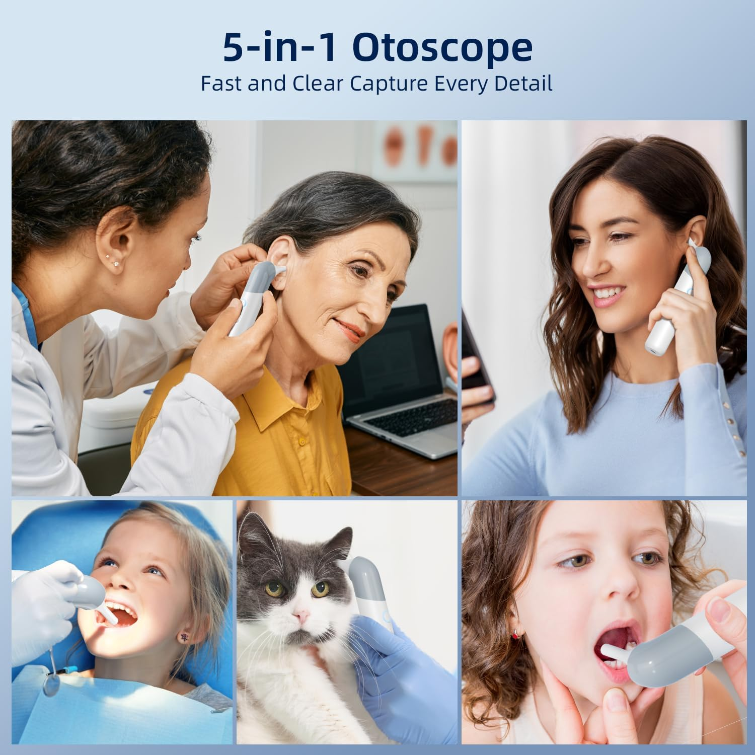 Qimic Wireless Otoscope Ear Camera-1080P Digital Ear Camera with 4 LED Lights, Ear Cleaner Kit with 10 Colorful Speculums Cover, Ear Cleaner for Kids, Adults and Pets, Compatible with Android and IOS - Colorful image number 2