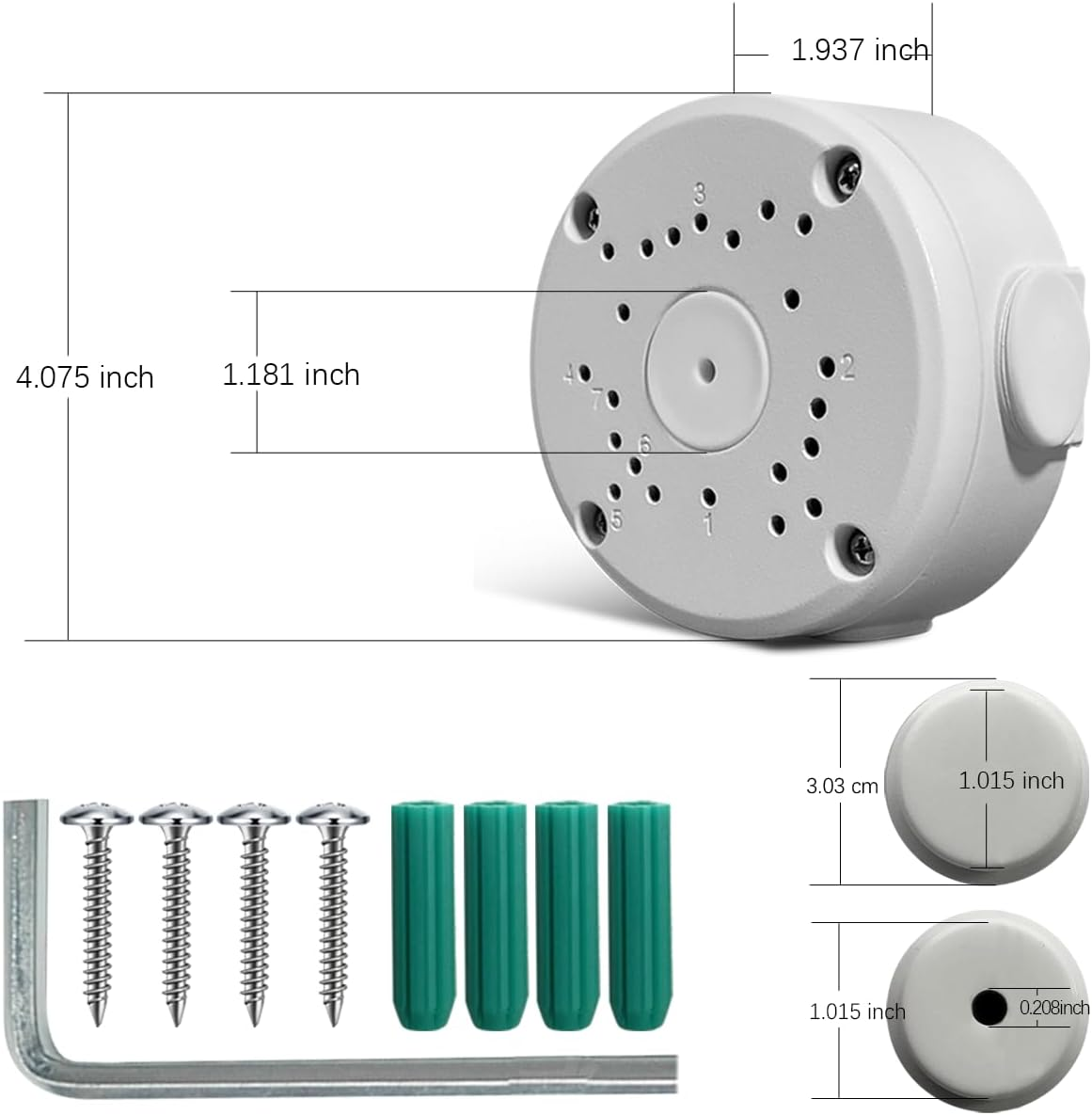 (Metal Aluminum & Waterproof) Junction Box Mount Bracket, Universal for Bullet Security Camera, Aluminum Waterproof Hide Cable Junction Box Compatible with Solar Panel, Fits Wall Ceiling (4Pcs) image number 2