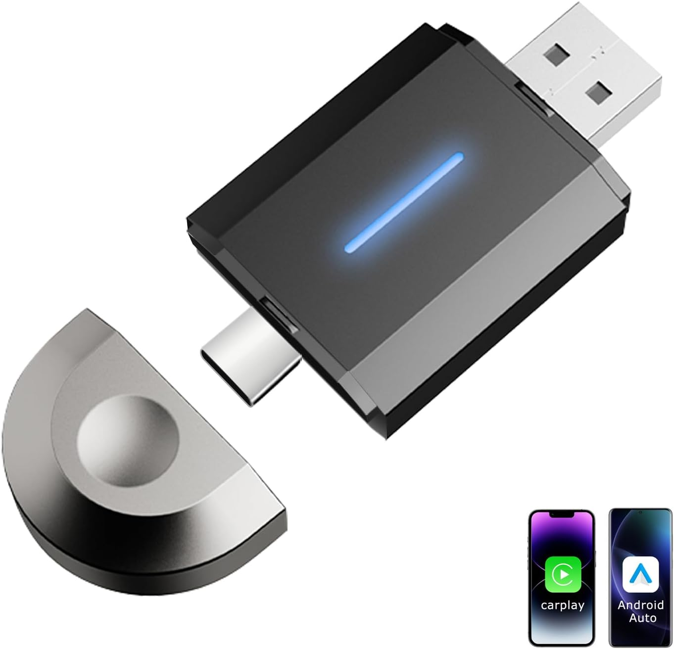 WEKUBA Wireless Carplay Adapter & Android Auto Adapter - 2-In-1 Plug, Compatible with Ios 10+ and 2016+ Cars, Mini Wireless Car Play for Iphone, 5Ghz Wifi image number 1