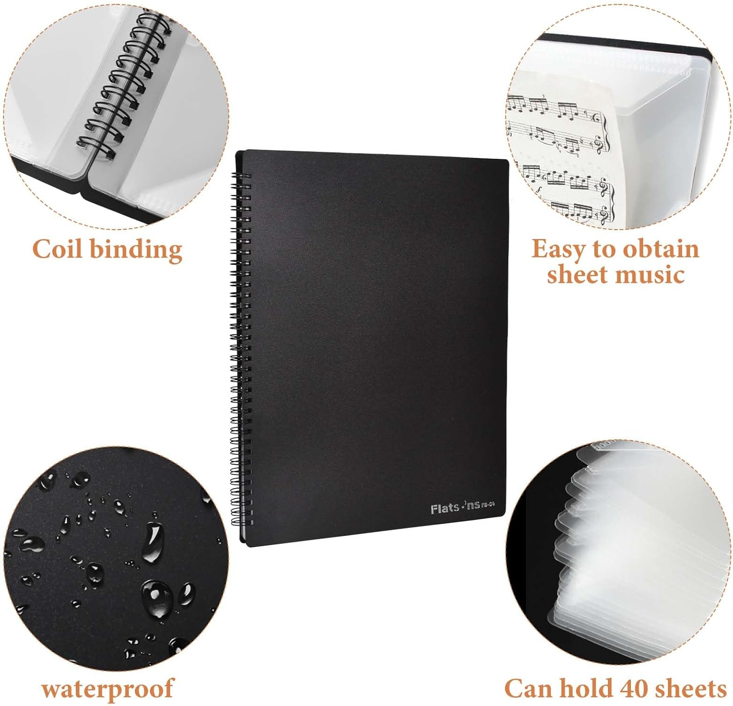 A4 Sheet Music Folder, 4 Page Expand, Writable Choir Folder, Music File Display Folder Presentation Binder for Piano Guitar Violin Paper Document Music Lovers Students Use image number 4