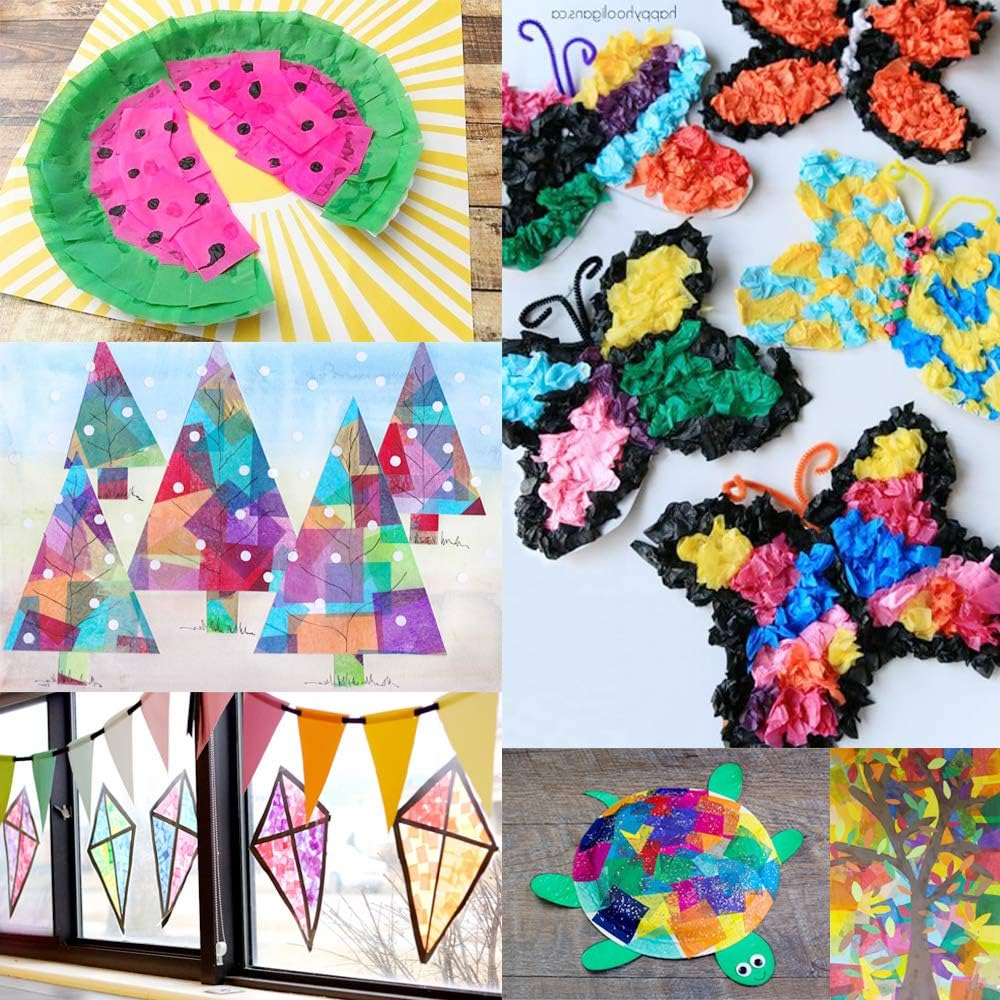 Cinvo 3600 Pcs Tissue Paper Squares 1.2 Inch X 1.2 Inch Rainbow Tissue Mosaic Squares for Arts Crafts DIY Projects Scrunch Art Classroom Activities and More- 30 Assorted Colors image number 5