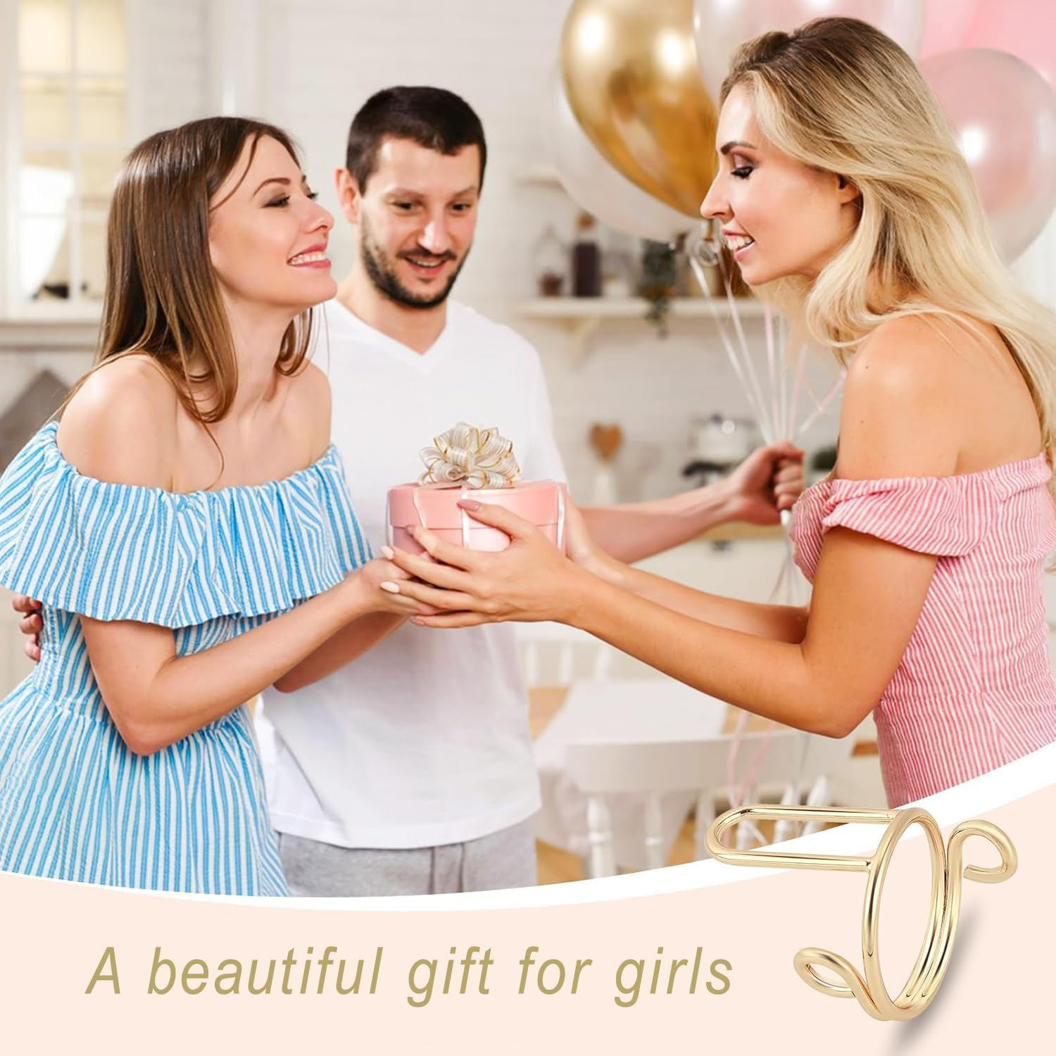 BEANPRECOY 10 Pcs Nail Art Ring Removable Nail Rings No Glue No Adhesive Nail Ring Adjustable Removable Reusable Finger Non-Tarnish Nail Ring Full Set for Women Nails Art DIY Decoration/Gold image number 1