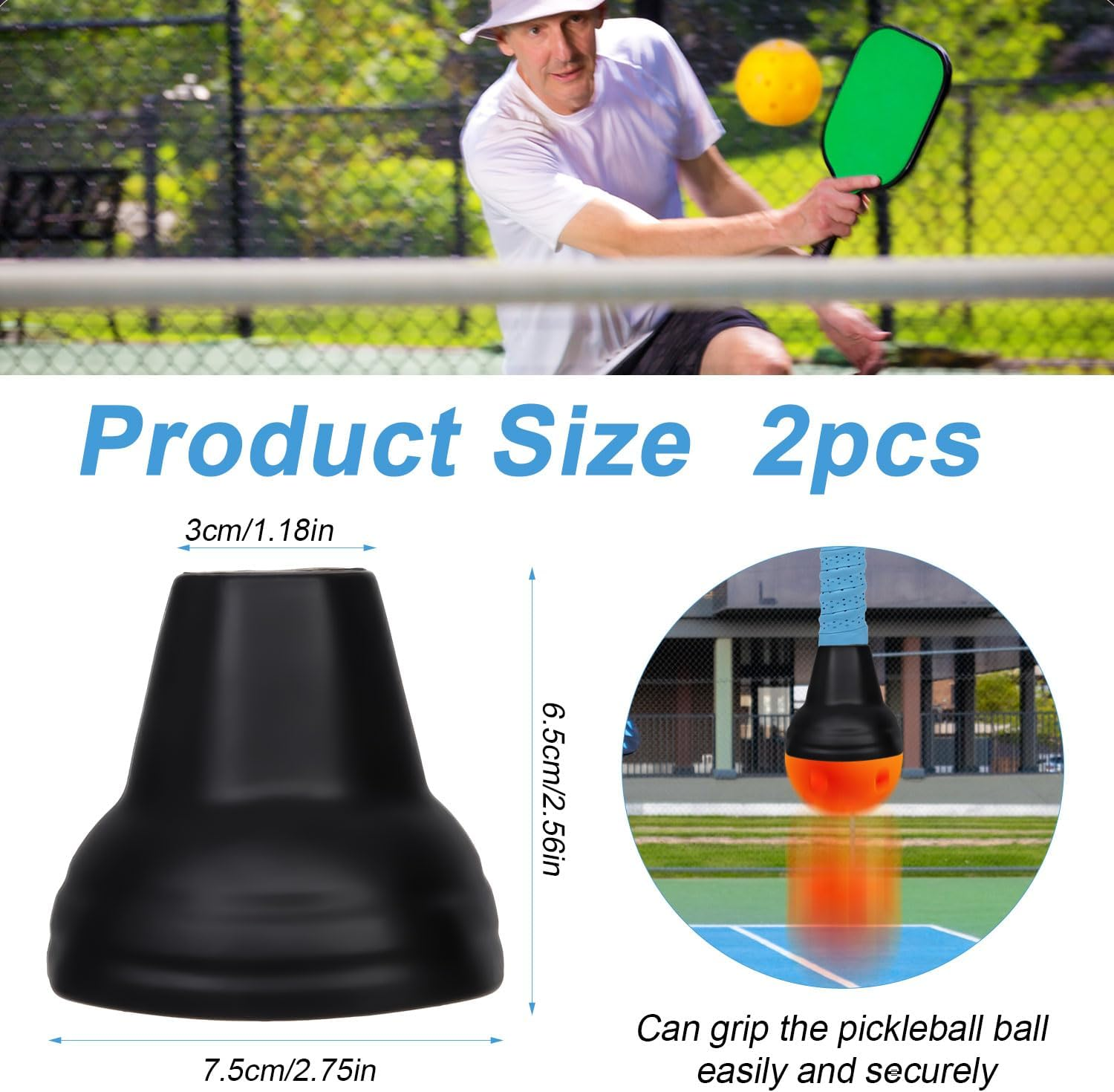 2Pcs Pickleball Ball Retrievers, Pickleball Picker Upper Grabber Suction Cup Easily Picks up Balls without Bending Fits Any Standard Pickleball Pickup Paddles for Practice Pickleball Accessories Gifts