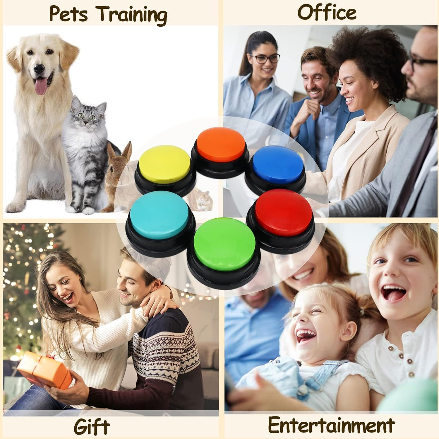 Voice Recording Button, Dog Buttons for Communication Pet Training Buzzer, 30 Second Record & Playback, Funny Study Office Home, 6 Packs image number 6