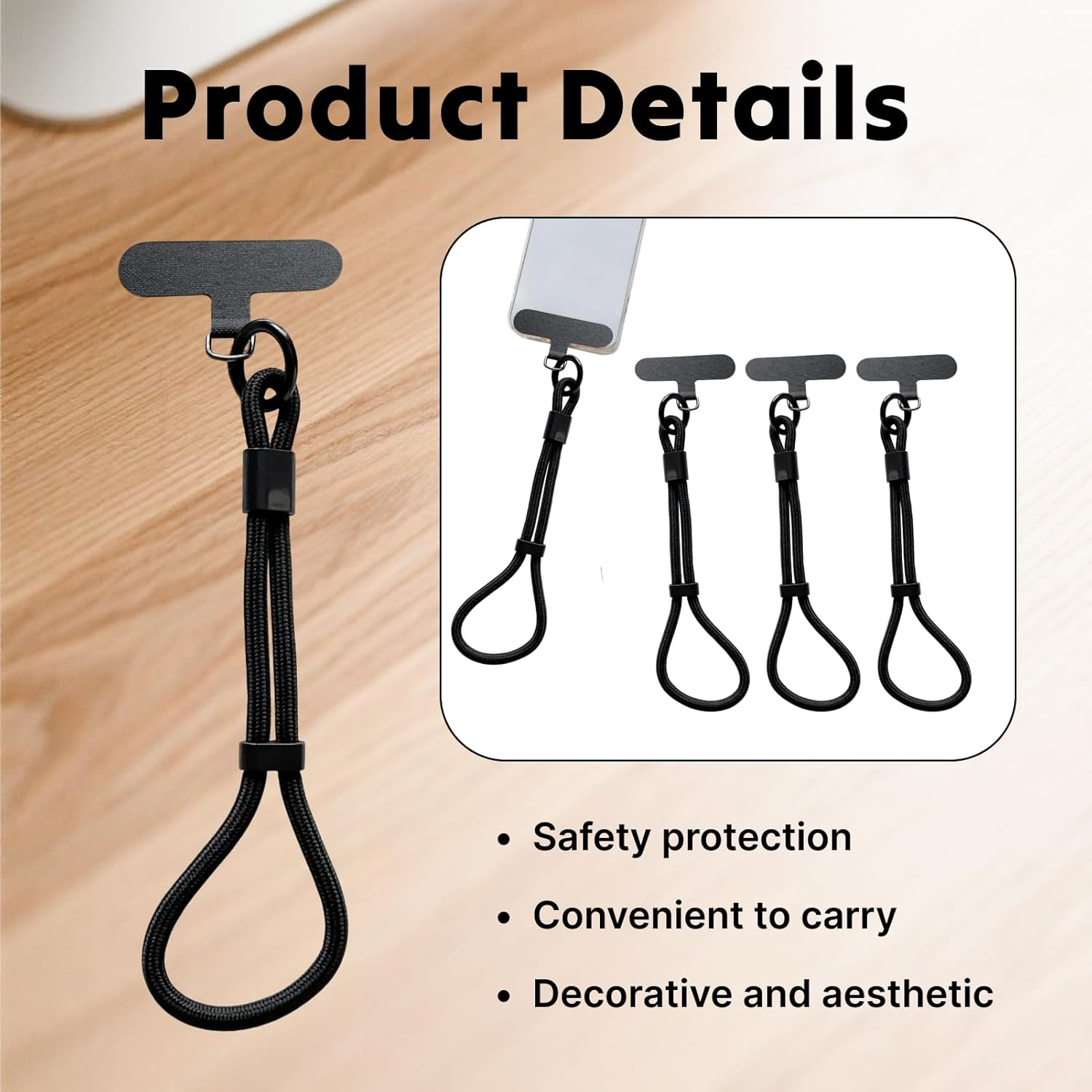 Adjustable Hand Cell Phone Wrist Strap 2 PCS, Premium Universal Mobile Phone Lanyard, Anti-Theft Design, Lightweight and Comfortable, Compatible with Most Mobile Devices, Ideal for Outdoor Activities image number 5