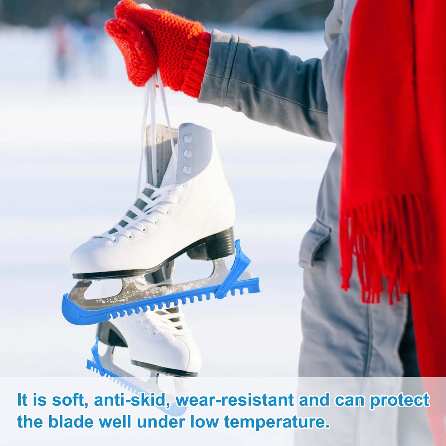 Ice Skate Guards, 1 Pair Ice Skate Blade Covers Skate Blade Protector, Ice Hockey Equipment with Adjustable Buckle for Ice Skating, Figure Skates, Hockey image number 1