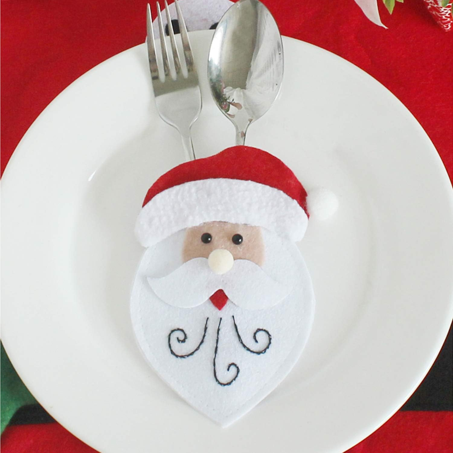 6PCS Christmas Snowman Tableware Holder Silverware Holder Pockets Set Knife Spoon Fork Bags image number 6