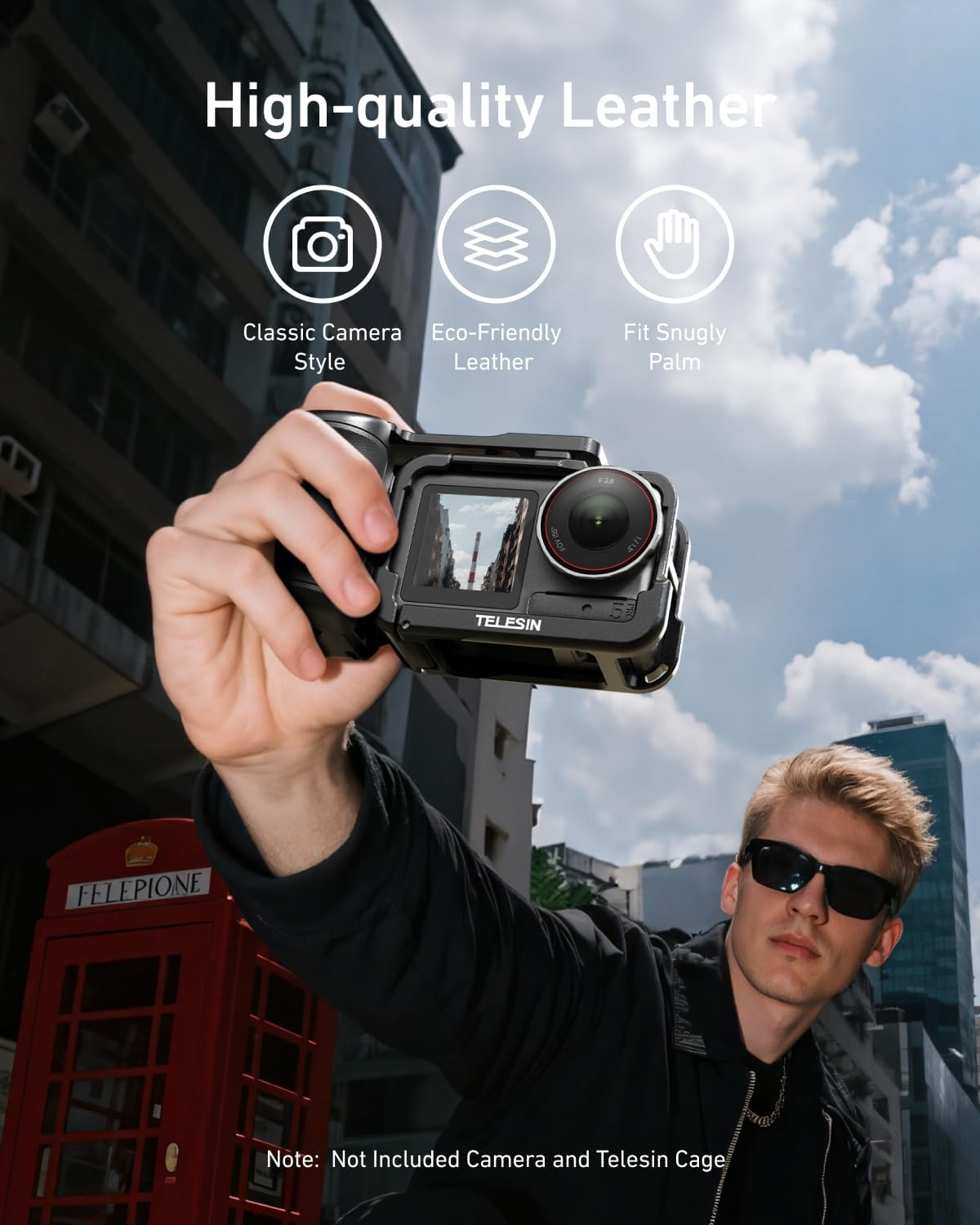 TELESIN Metal Aluminum Alloy Street Photography Camera Grip Holder for DJI OSMO Action 5 Pro/Action 4/Action 3,Patented Seesaw Shutter Button, Ergonomic, Pro-Level