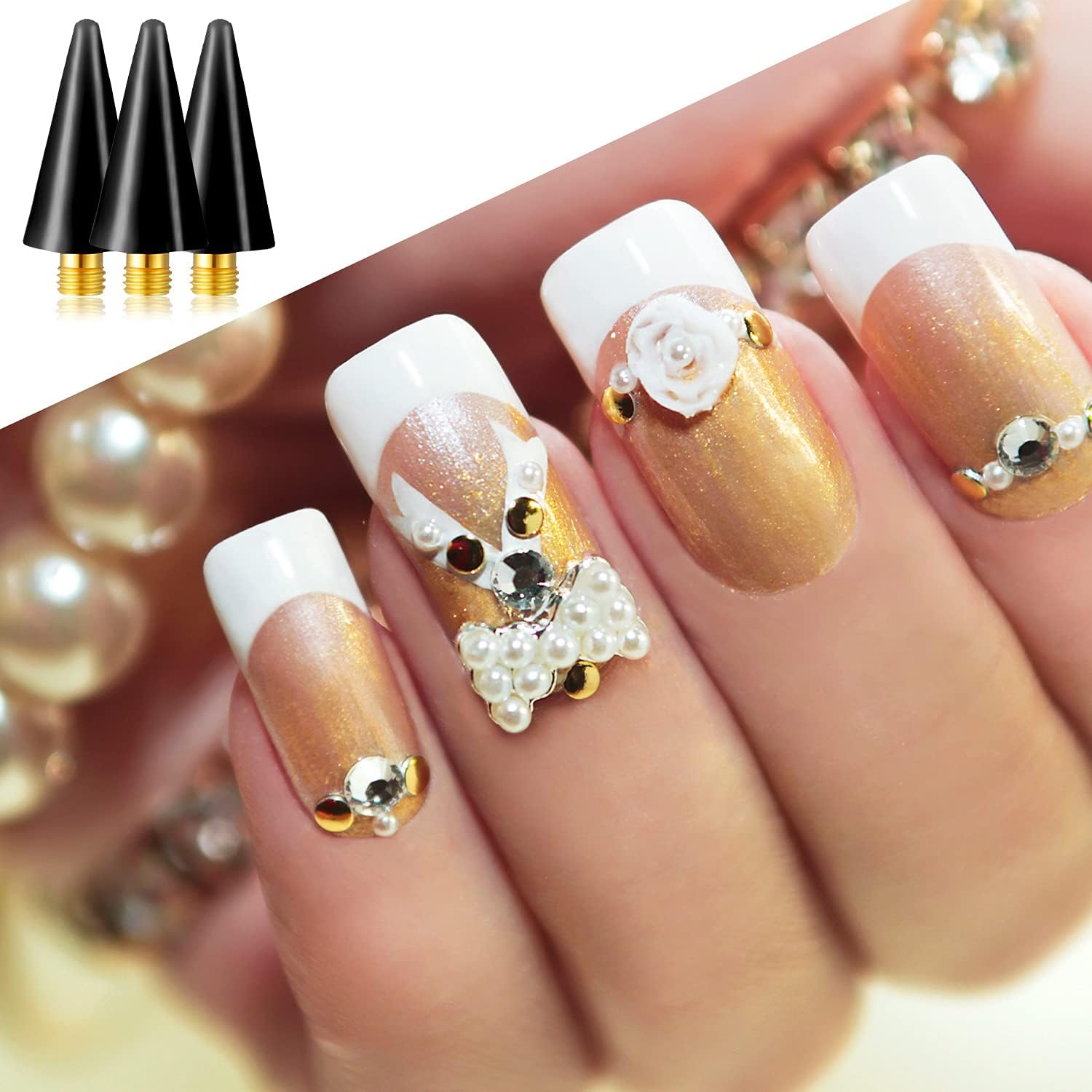 Blulu 16 Pcs Wax Head Tips Rhinestone Picker Tool Rhinestones Replacement Diamond Painting Tips for Nail Dotting Pen to Pick up Nail Gem Jewelry, Wax Head Accessories(Black) - White image number 6