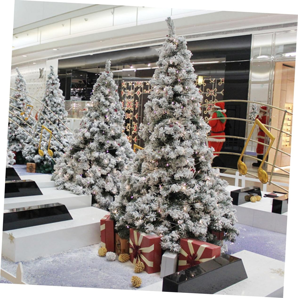 Artificial Flocked Christmas Tree Decor Home Xmas Tree Adornment White Simulated Christmas for Decoration Random Style image number 3
