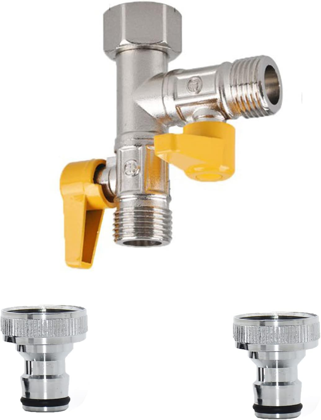 2 Way Brass Tap, Garden Hose Splitter, T Valve, 1/2" Two Way Brass Tap Garden Hose with 2PCS 1/2 Inch Brass Water Tap Connection for Irrigation System, Hose & Garden Equipment image number 6
