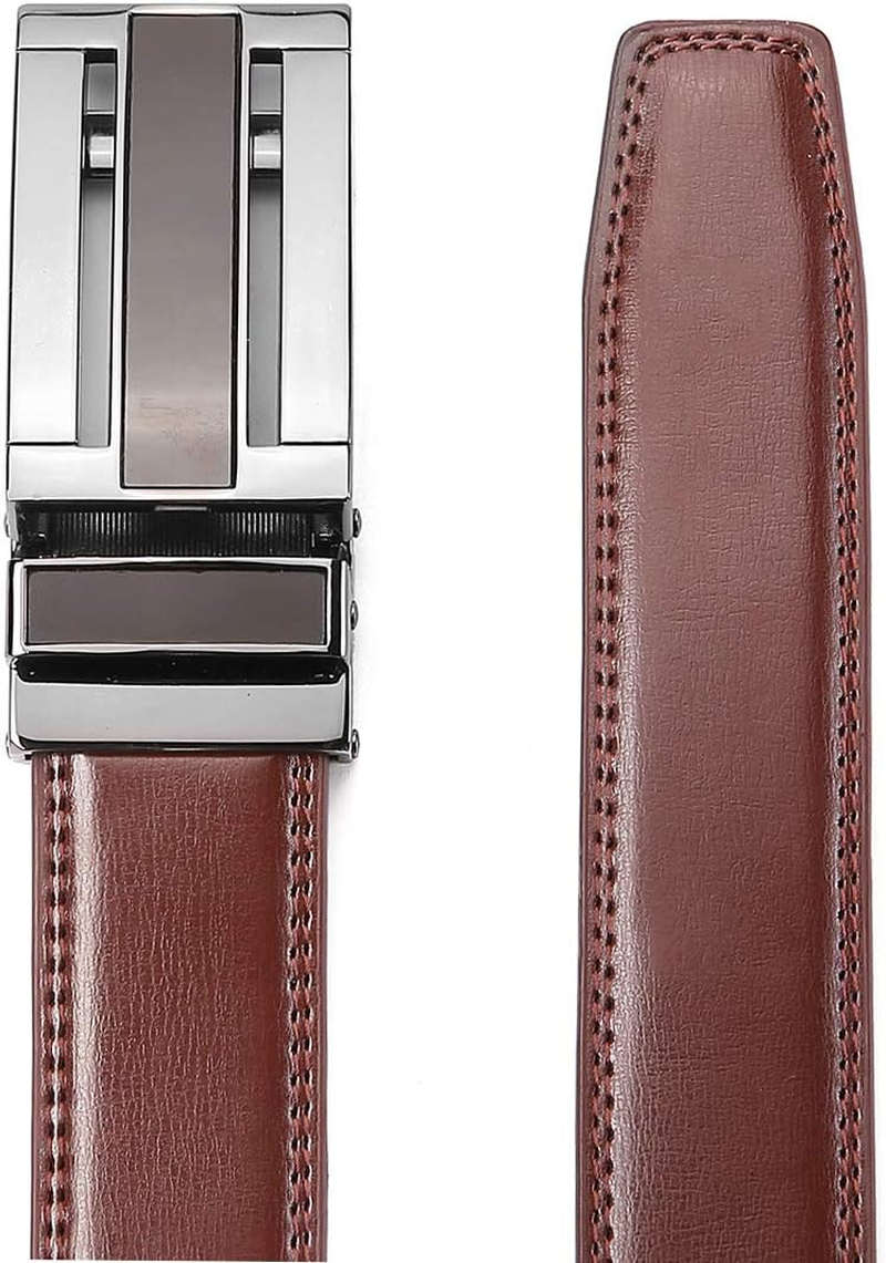 KAERMU Men'S Comfort Genuine Leather Ratchet Dress Belt 1 1/8" Wide with Automatic Click Buckle - Black B image number 4