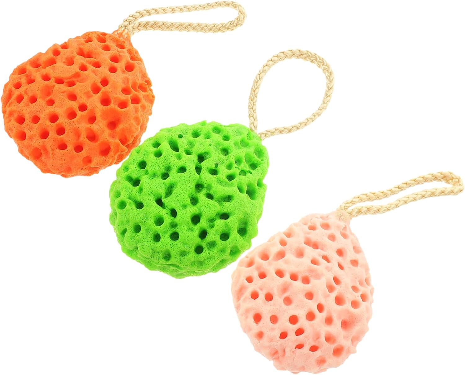 NIYANGLE 3Pcs Facial Sponge Exfoliating Face Cleansing Sponges for Makeup Removal Compact Green Orange Pink Gentle Pulp for Smooth Skin and Deep Pore Cleansing image number 1