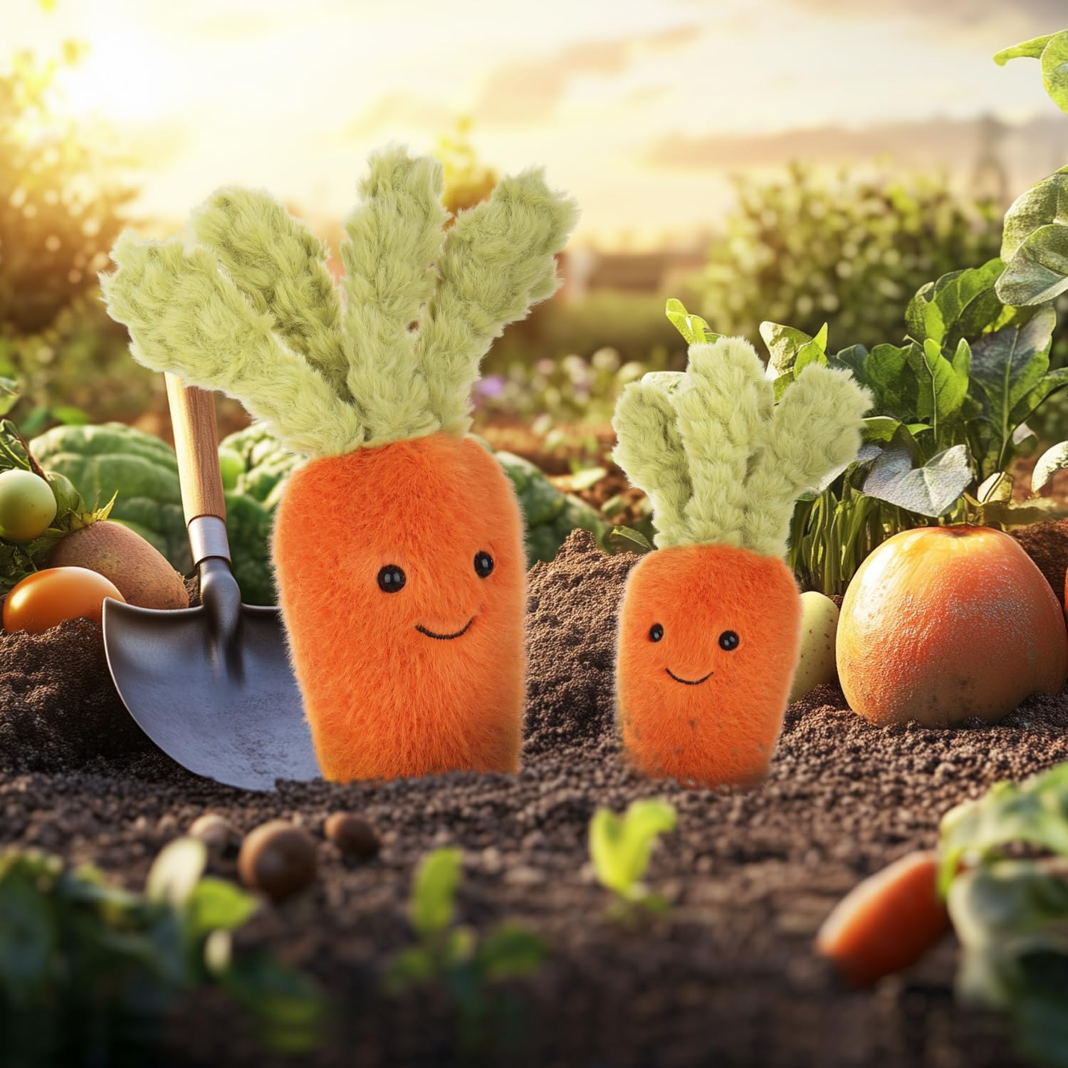 Apricot Lamb Toys Plush Green and Orange Naive Carrot Stuffed Vegetable Soft Cuddly Perfect for Kids 8.7 Inches image number 3