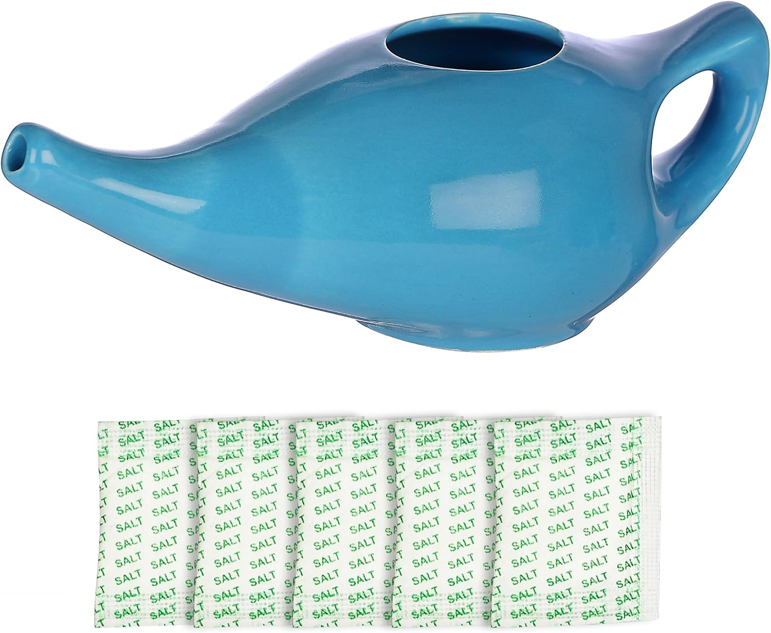 Healthgoodsau - Porcelain Ceramic Neti Pot for Nasal Cleansing - Blue image number 2