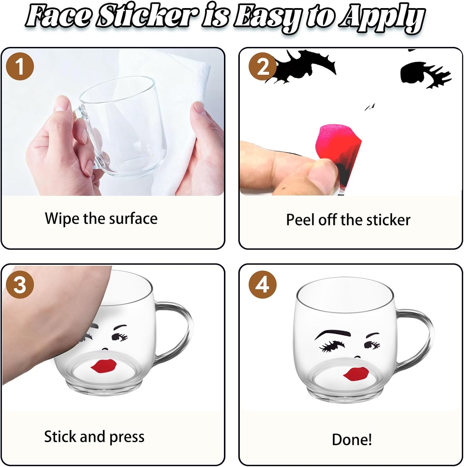 HACRAHO Face Stickers for Crafts, Lips, Mouth, Eyes, Eyebrows, Nose, Stickers, for Holiday, Party, Crafts, Flower Pots Decoration (Colorful) image number 4