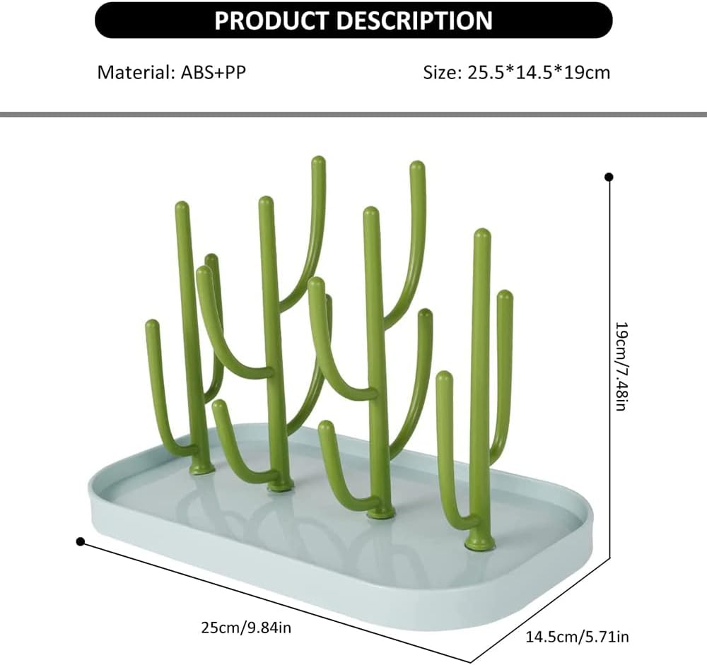 Baby Essentials,Bottle Drying Rack,Baby Bottle Drying Rack,Drying Rack for Kitchen Counter,Detachable Bottle Dryer Holder with Base.For Nipples,Cups,Pump Parts and Accessories(Green) image number 2