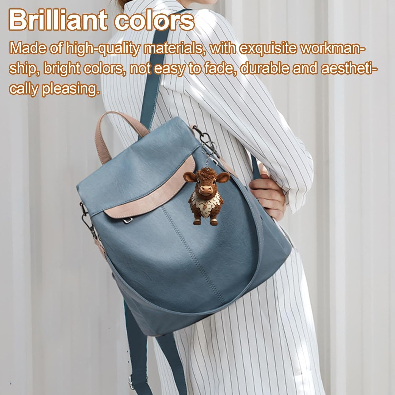 Highland Cow Keychain - Cattle Cartoon 2D, Acrylic Decorative Pendant, Colorful Keyring Accessory | School Bag Cell Phone Ornament, Wallet Decoration, Fun Personalized Gift Solution for Kids Adults image number 5