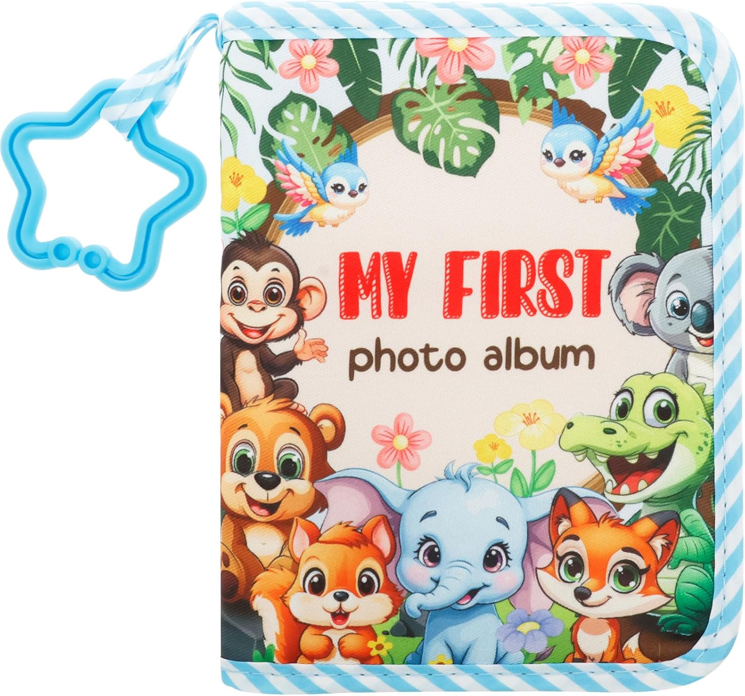 Baby Photo Album Decorative Toddler Photo Album with Safety Mirror and Hook Practical Soft Baby Book for Newborn Children (Yellow)