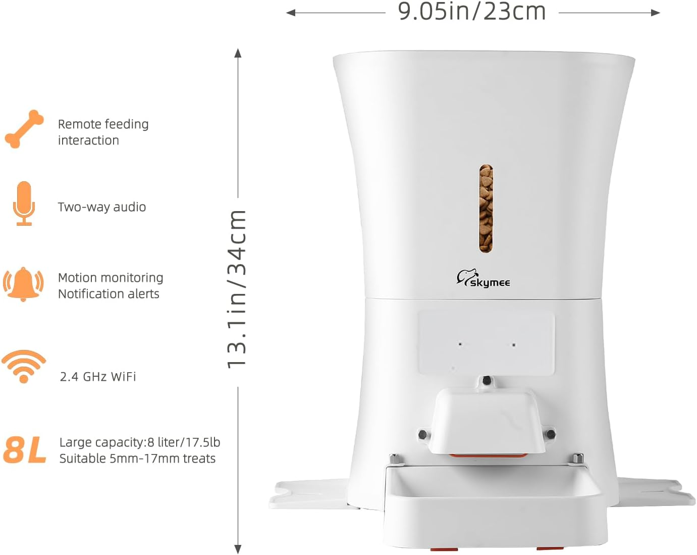 SKYMEE 8L Automatic Cat Feeders,Timed Feeding,2.4G Wifi Enable Cat Food for Cats and Dogs with App Control,Dog Food Container image number 5