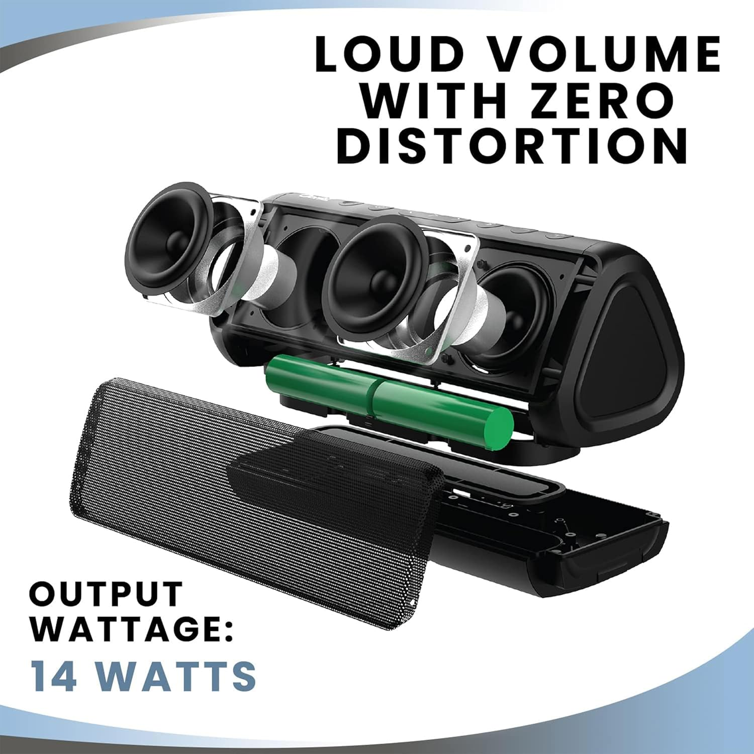 Oontz Ultra Dual Portable Bluetooth Speaker 5.0 2-Pack - IPX7 Waterproof, 14W Enhanced Sound, 20-Hr Battery, 100Ft Range, Deep Bass and Clear Audio, Durable Shower Speakers for Pool or Beach (Black) - Black image number 2