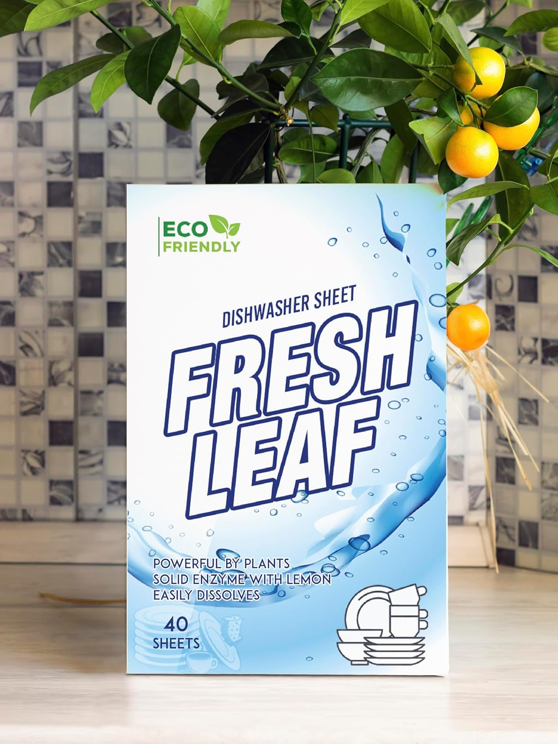 Eco Friendly Dishwasher Detergent Sheets - 40 Rinse Tabs Solid Enzyme - Plastic Free Plant-Based Zero Waste Dishwashing Dish Liquidless Soap Pods Aid Washer Tablets Kitchen Powder Travel image number 5