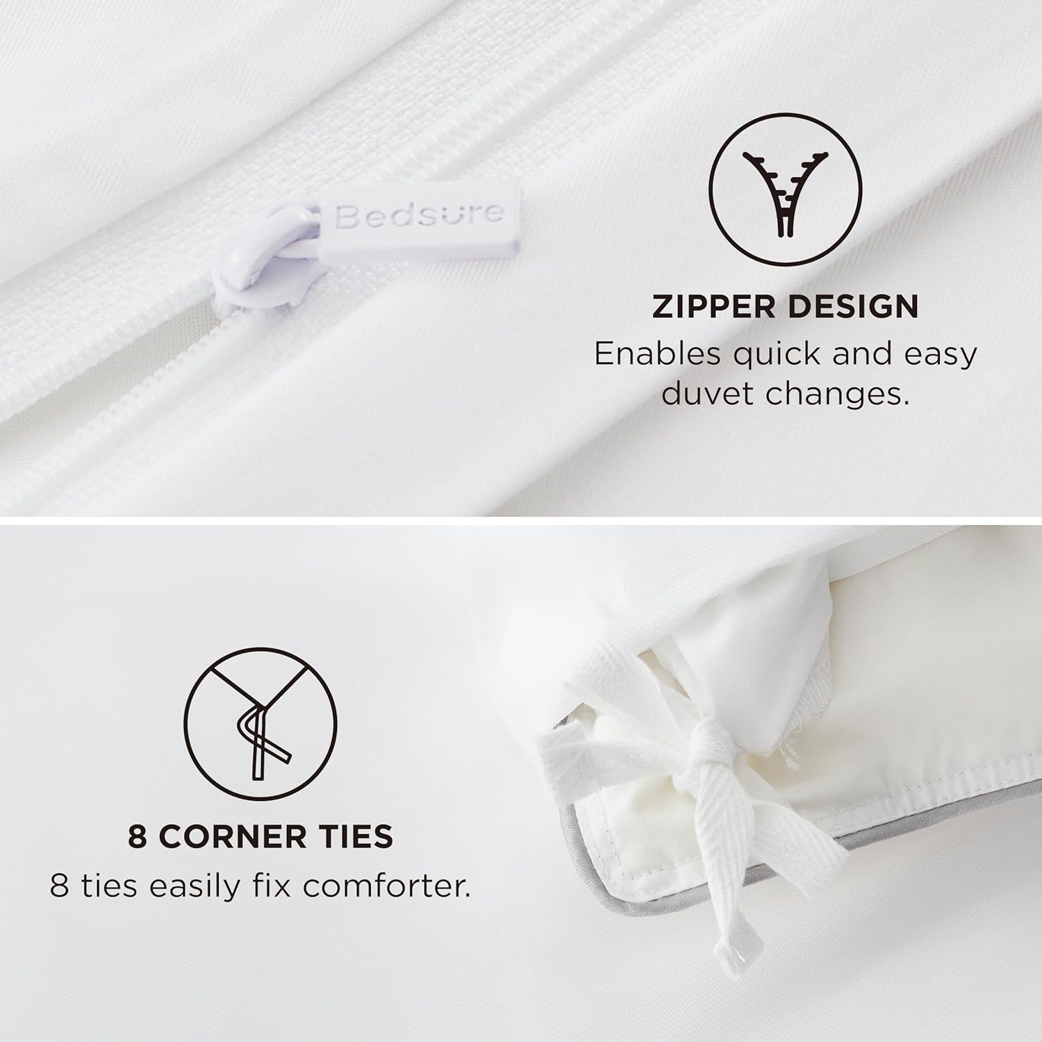 Bedsure Silky Cooling Queen Quilt Cover Set - Lightweight 100% Rayon Derived from Bamboo Doona Cover Queen for Hot Sleepers, Breathable & Moisture-Wicking Bedding Set, White