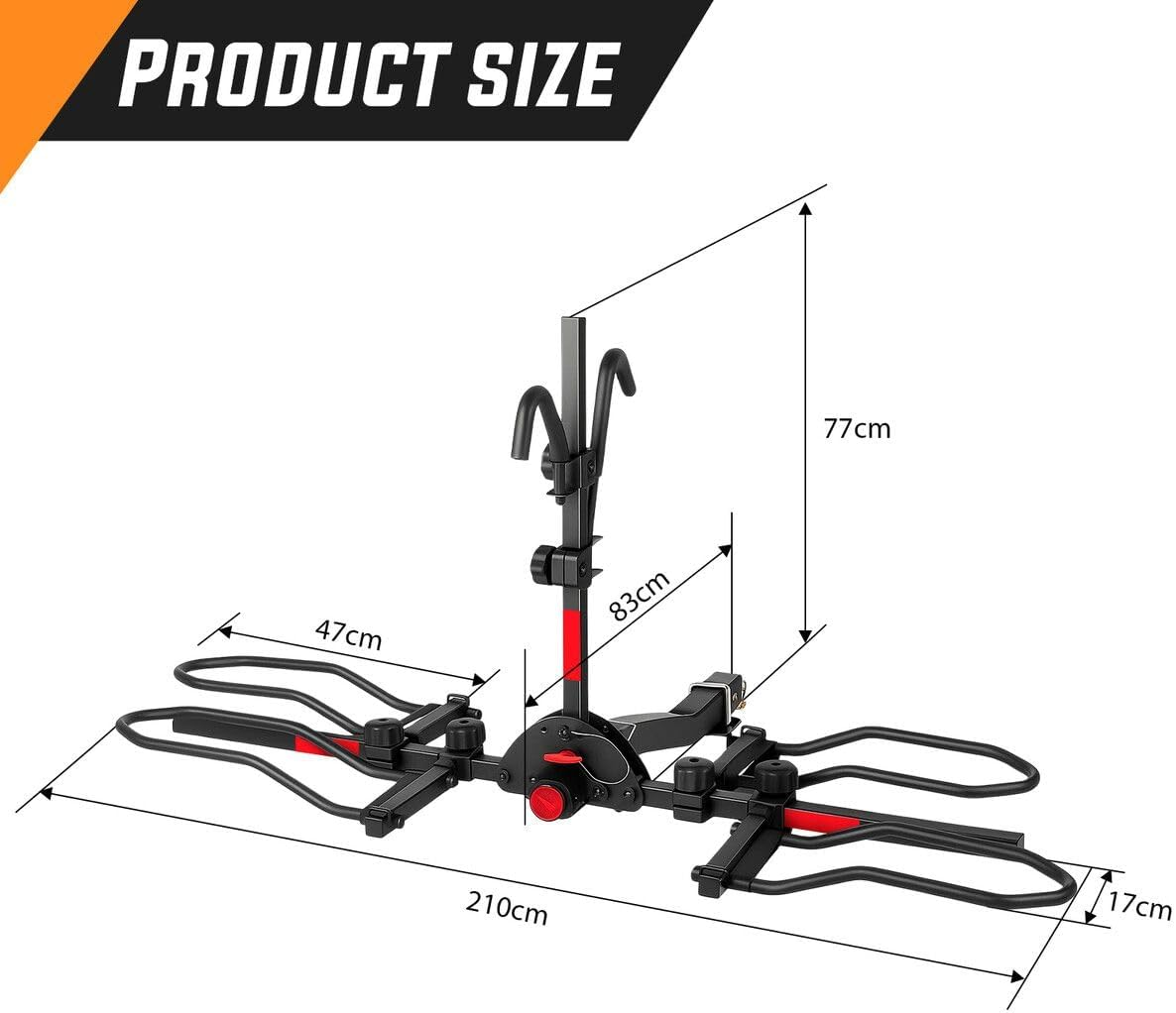 AUSWAY 2 Ebike Rack Bicycle Carrier Hitch Rear Mount Platform Mountain Bike Storage Holder Foldable Stand for Vehicle Car SUV Max Lord 73KG image number 3
