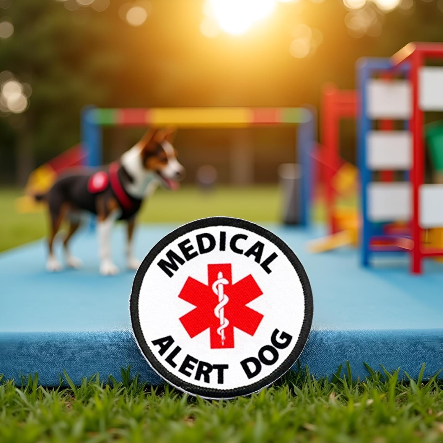 8CM / 3.12Inch Medical Alert Dog Service Dog Patch, Emergency Medical Services Dog Vest Patches, Tactical Hook Loop Embroidery Patch Dog Vest Harnesses (Medical Alert) image number 1