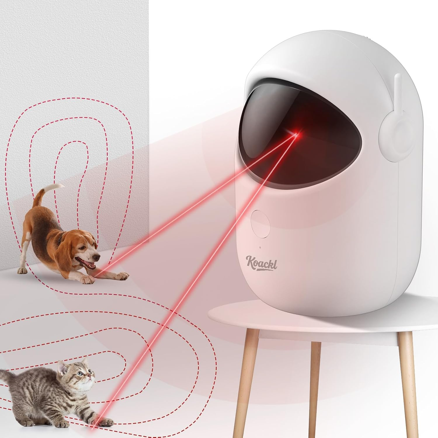 Koackl Cat Toys for Indoor Cats, Cat Laser Toy, Rechargeable Interactive Cat Toys with Timer & Speed Modes, Automatic Cat Toy for Indoor Cats Interactive for Cats Dogs Training and Exercise image number 4