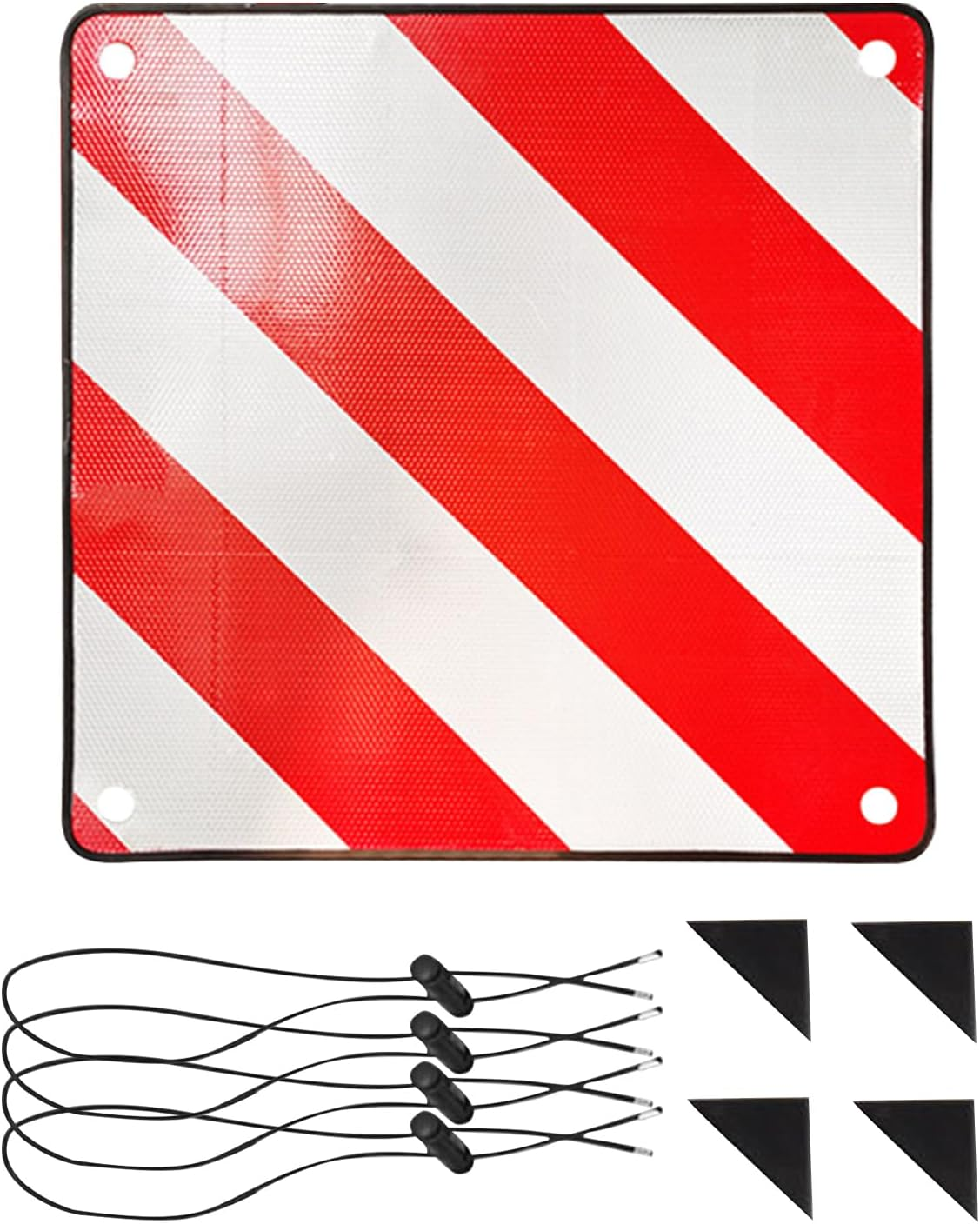 Safety Warning Sign | Red White Warning Board - Red White Square Reflective Alarm for Vehicle Security Road Trip Truck Automotive Auto Car Bike Carrier image number 5