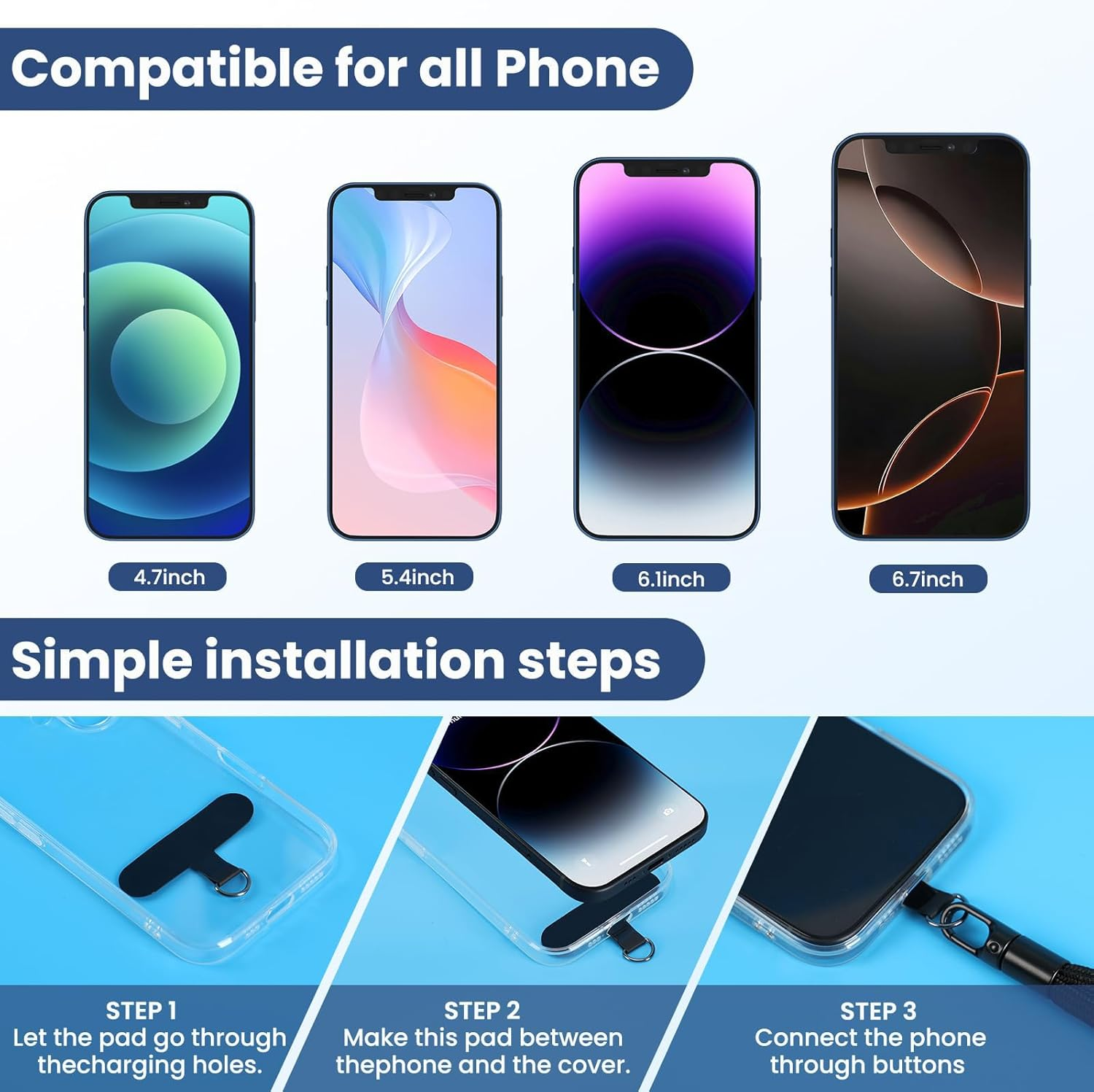 Phone Wrist Strap,2Pack Anti-Theft Phone Lanyard with 3 Tether Tabs Adjustable Hand Strap for Phone Camera Keys - Grey image number 2