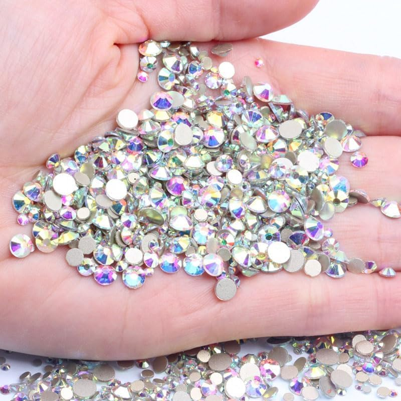 1440PCS Flatback Rhinestones Gems Champagne Gold Glass Crystal Rhinestones Gems for Nail Art/Face Decor/Craft 1.3-2.8MM (Champagne)
