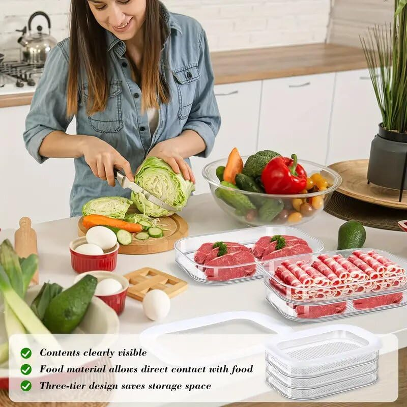3-Pack Stackable Deli Meat Containers for Fridge - BPA Free Bacon Keeper & Cold Cuts Organiser, 18.6Oz Clear Food Storage Boxes - Keep Salami Fresh Longer! (Family Kitchen Essential) image number 1
