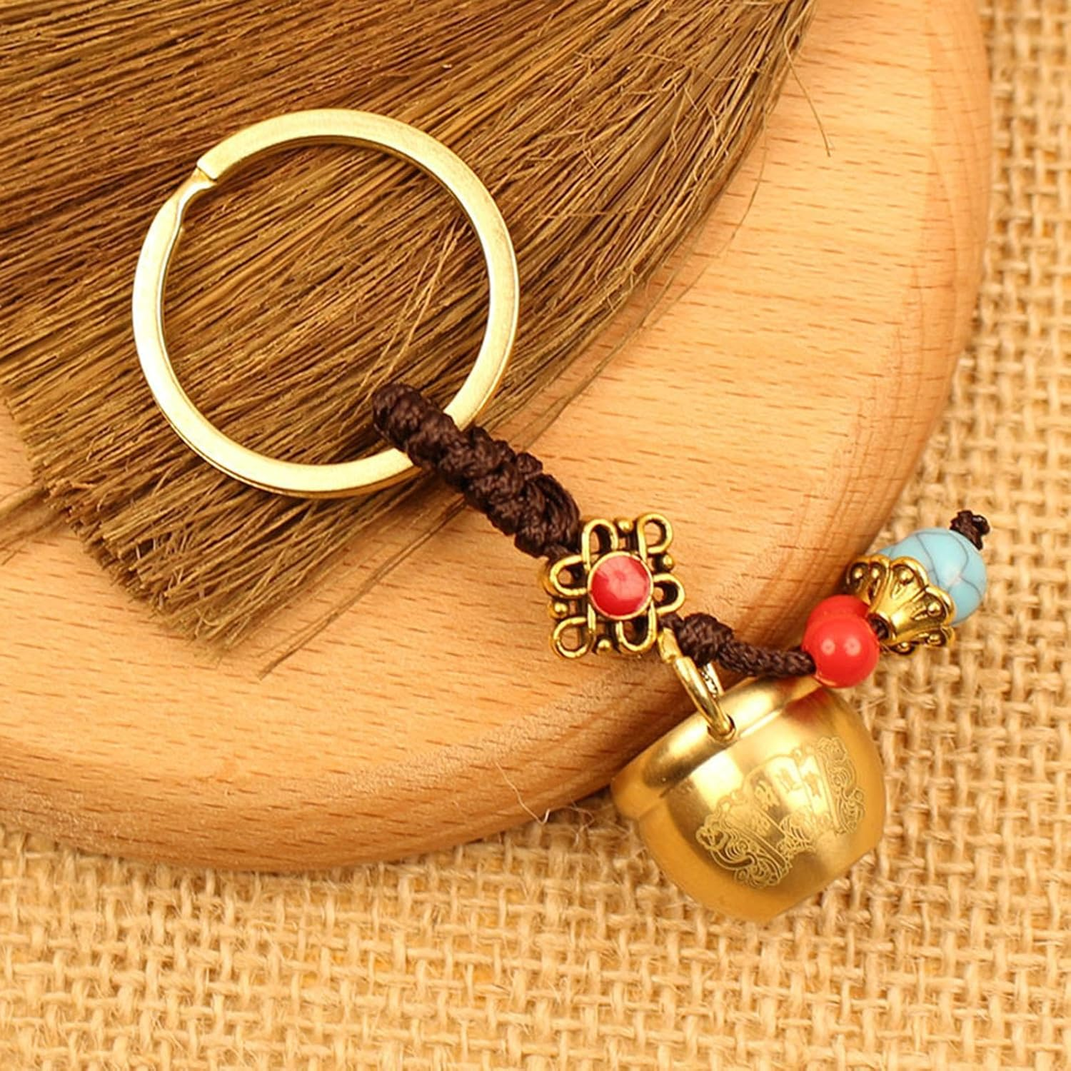Jvjggag Vintage Keychain - Retro Brass Keyring Charm | Antique Style Brass Accessory with Classic Finish, Decorative Pendant in Backpack Wallet Car Keys Present for Children and Adult image number 2